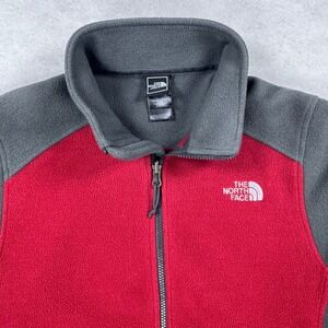 The North Face Mens FlashDry Fleece Full Zip Jacket Red Grey KW 674097 Small
